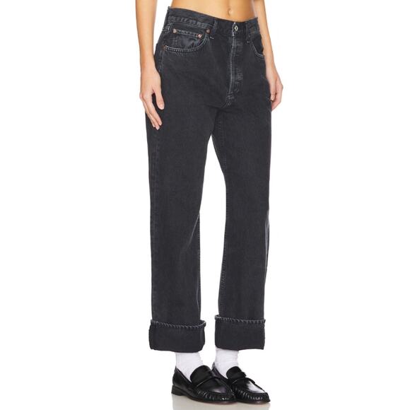 Agolde Fran Straight Jeans In Black Tea - Picture 1 of 13